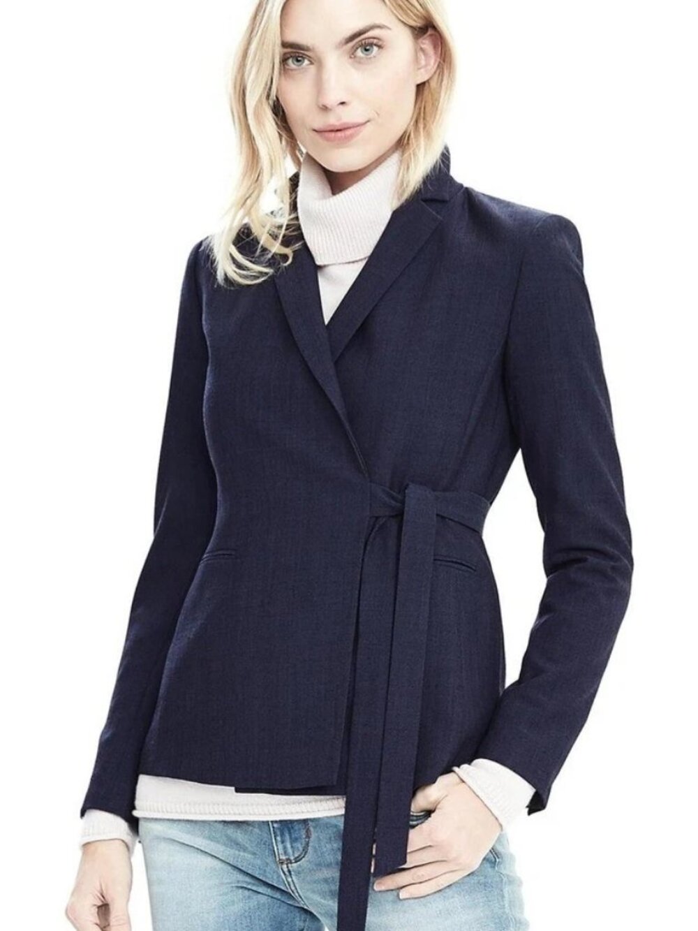 Banana Republic Wrapped Blazer, Navy, Size 6